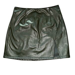 Rewash Olive Green Vegan Faux Leather Mini Skirt Small Fall Winter Neutral